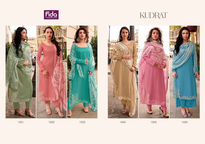 Kudrat By Fida Cotton Satin Embroidery Designer Salwar Kameez Wholesale Market In Surat With Price